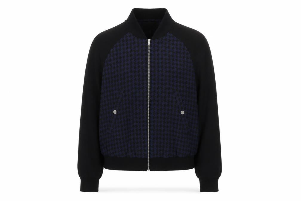 H&M Womens Black Geometric Bomber Jacket Jacket Size 6 Zip - Chiffon sleeves