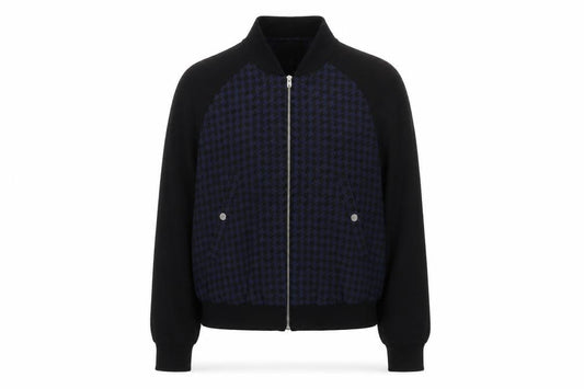 H&M Womens Black Geometric Bomber Jacket Jacket Size 6 Zip - Chiffon sleeves