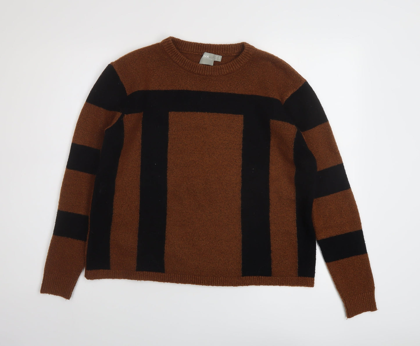 ASOS Womens Brown Crew Neck Acrylic Pullover Jumper Size 10