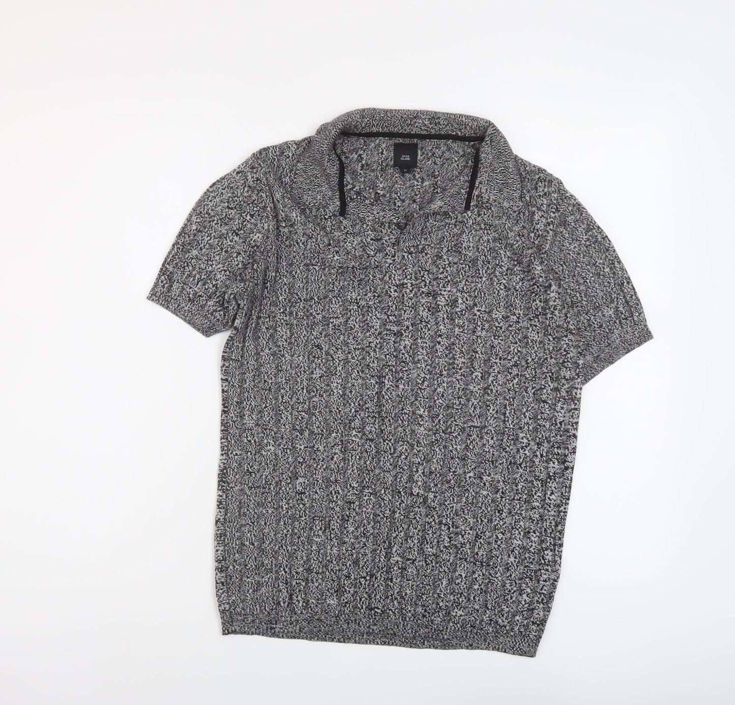 River Island Womens Grey Collared Viscose Pullover Jumper Size M