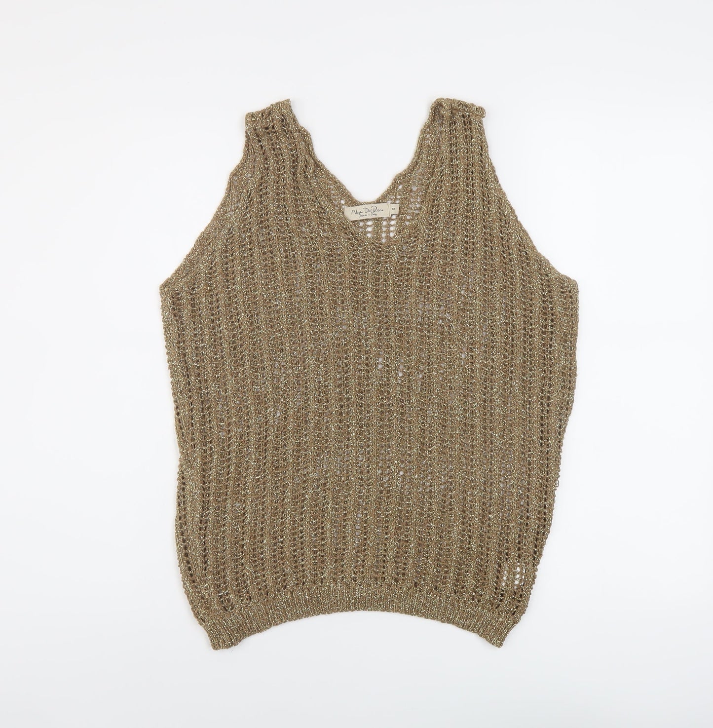 Noda Del Ricco Womens Gold Viscose Basic T-Shirt Size S V-Neck