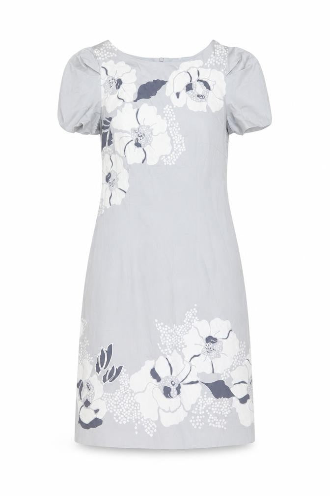 Oasis Womens Grey Floral Cotton A-Line Size 8 Collared Zip