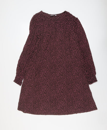 Next Womens Blue Animal Print Viscose A-Line Size 10 Round Neck Pullover