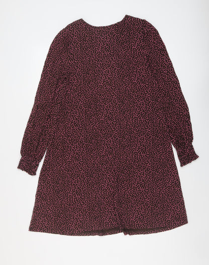 Next Womens Blue Animal Print Viscose A-Line Size 10 Round Neck Pullover