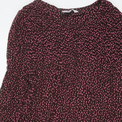 Next Womens Blue Animal Print Viscose A-Line Size 10 Round Neck Pullover