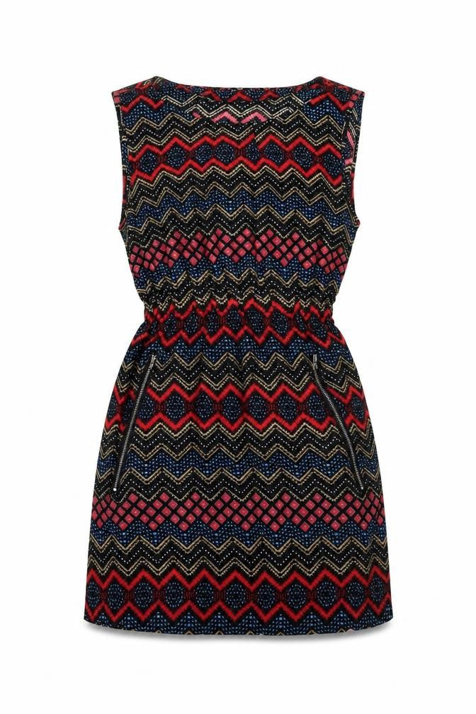 Mela London Womens Multicoloured Geometric Polyester A-Line Size 12 Boat Neck Pullover