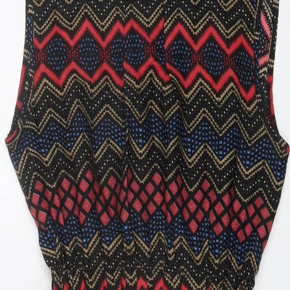 Mela London Womens Multicoloured Geometric Polyester A-Line Size 12 Boat Neck Pullover