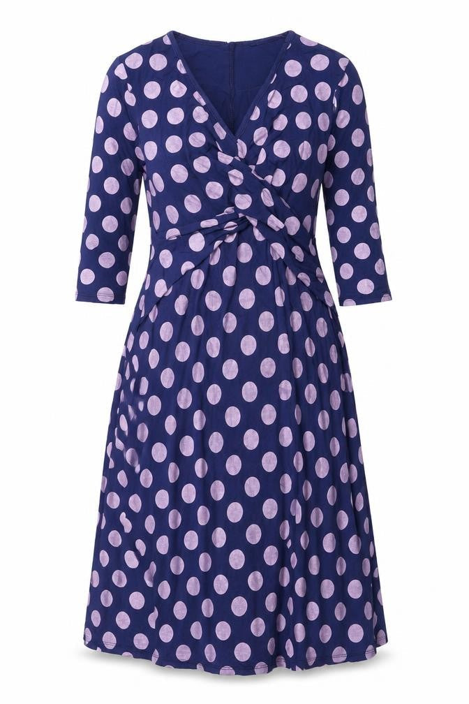 ASOS Womens Purple Polka Dot Viscose A-Line Size 8 V-Neck Pullover