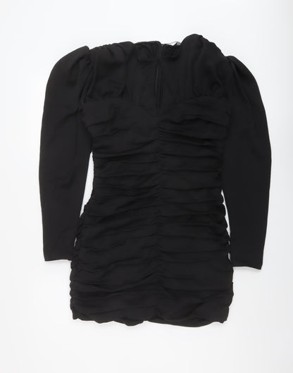Zara Womens Black Polyester Mini Size M Round Neck Zip