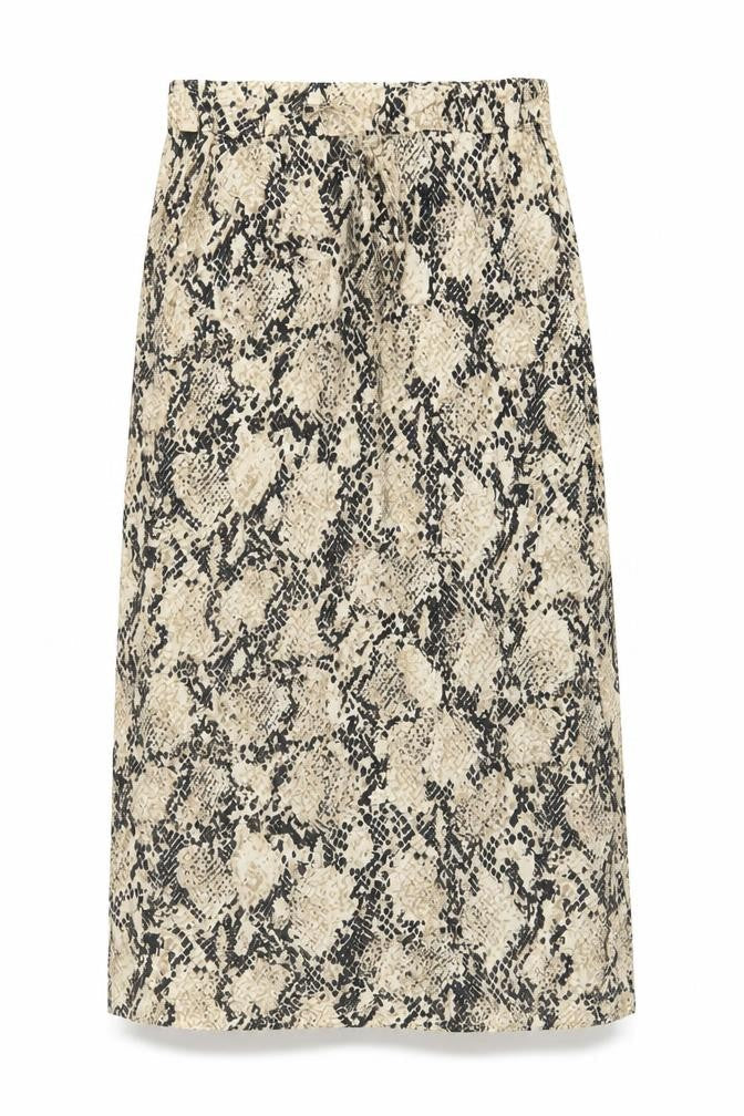 Marks & Spencer Womens Beige Animal Print Polyester A-Line Skirt Size 10 Drawstring