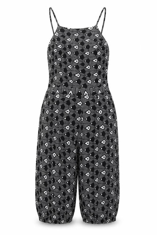 River Island Womens Blue Geometric Viscose Jumpsuit One-Piece Size 12 Zip