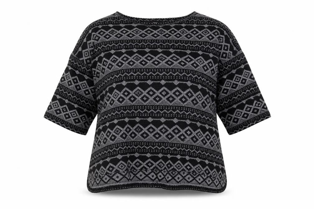 NEXT Womens Black Geometric Polyester Basic Blouse Size 18 Round Neck