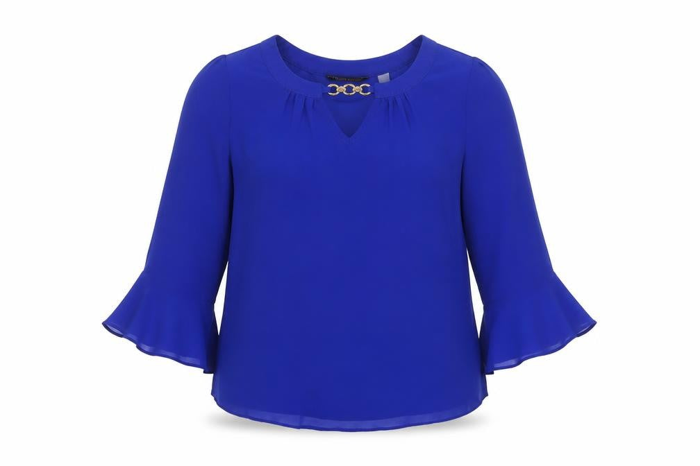 Dorothy Perkins Womens Blue Polyester Basic Blouse Size 6 Round Neck