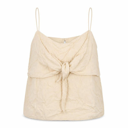 Front view of ASOS women’s beige cotton basic tank, size UK 12, round neck