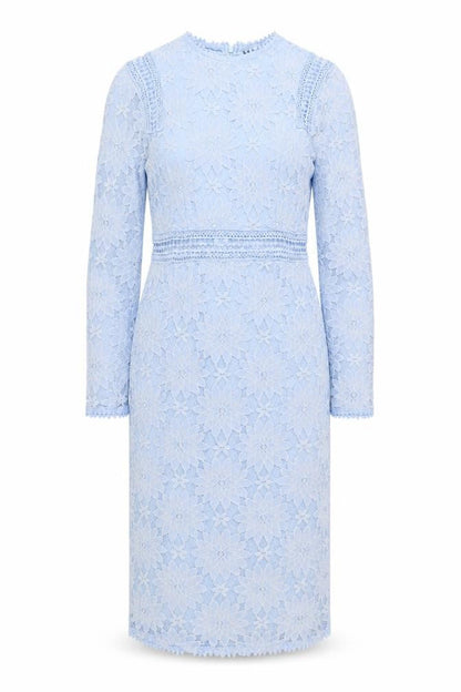 PRETTYLITTLETHING Womens Blue Floral Polyimide Sheath Size 8 Round Neck Zip