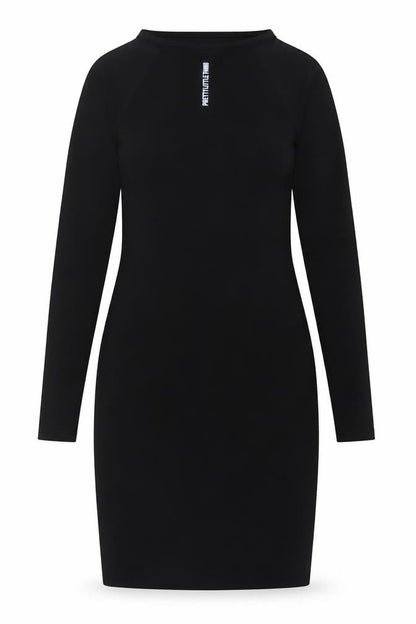 PRETTYLITTLETHING Womens Black Polyester Bodycon Size 8 Crew Neck Pullover