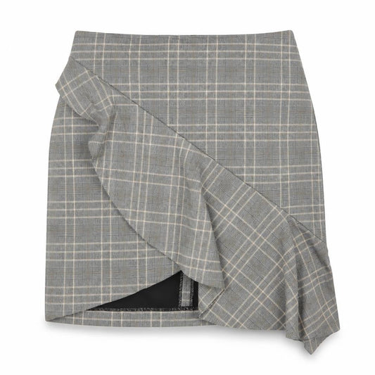 H&M Womens Grey Plaid Polyester A-Line Skirt Size 8 Zip