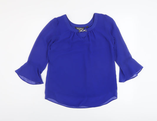 Dorothy Perkins Womens Blue Polyester Basic Blouse Size 6 Round Neck