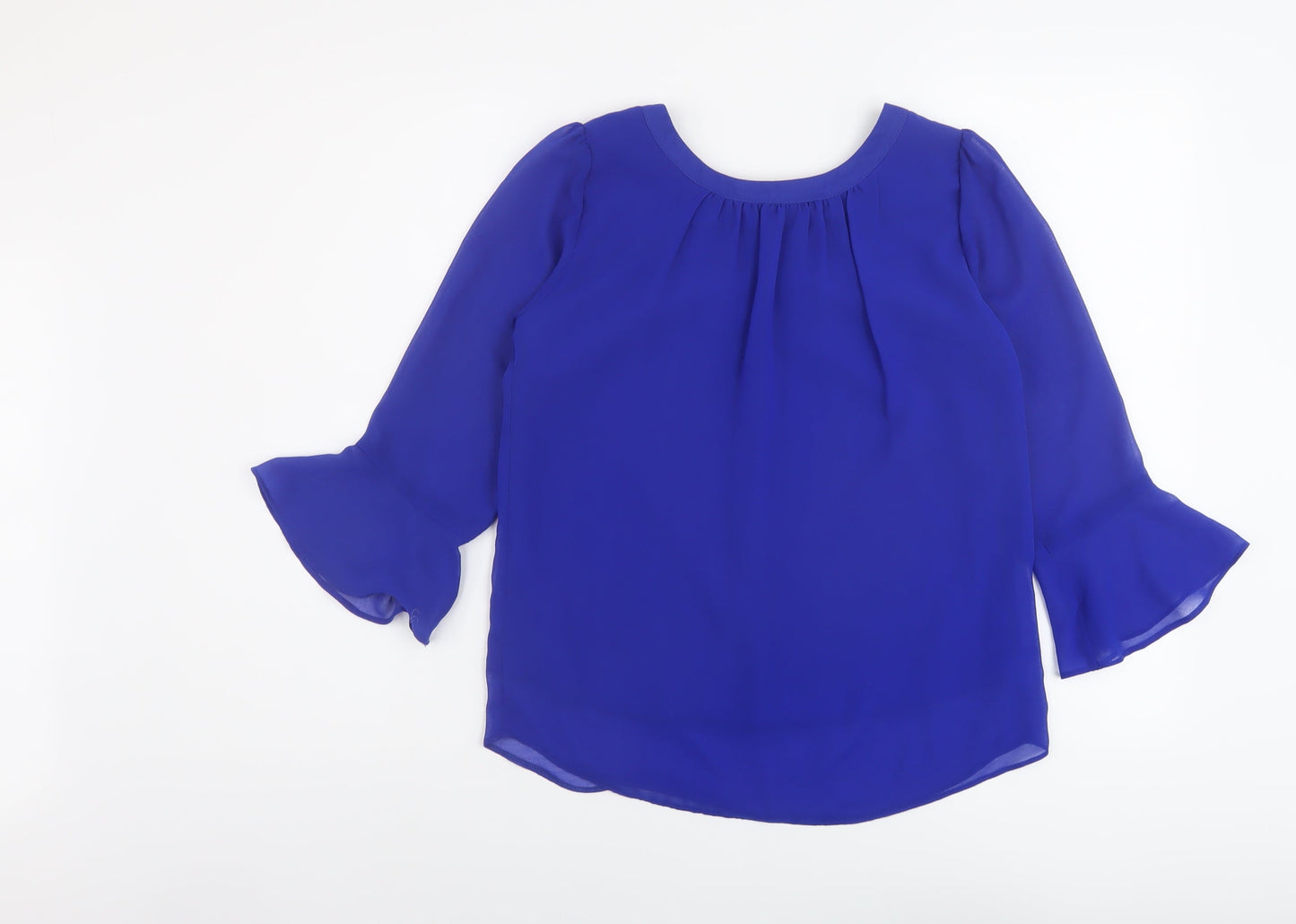 Dorothy Perkins Womens Blue Polyester Basic Blouse Size 6 Round Neck