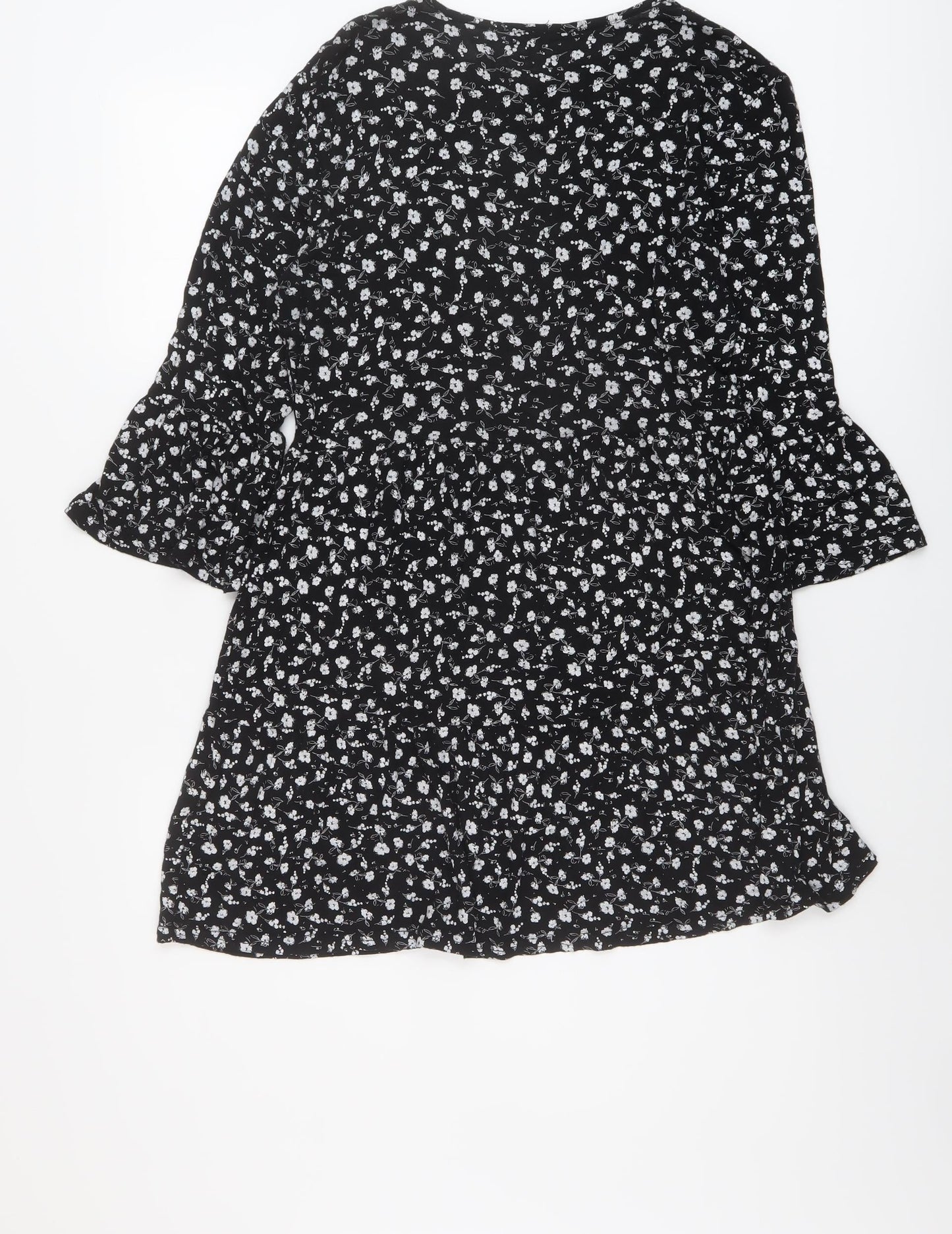 I SAW IT FIRST Womens Black Floral Viscose A-Line Size 12 Round Neck Pullover