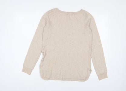 Cynus Womens Beige Crew Neck Viscose Pullover Jumper Size S