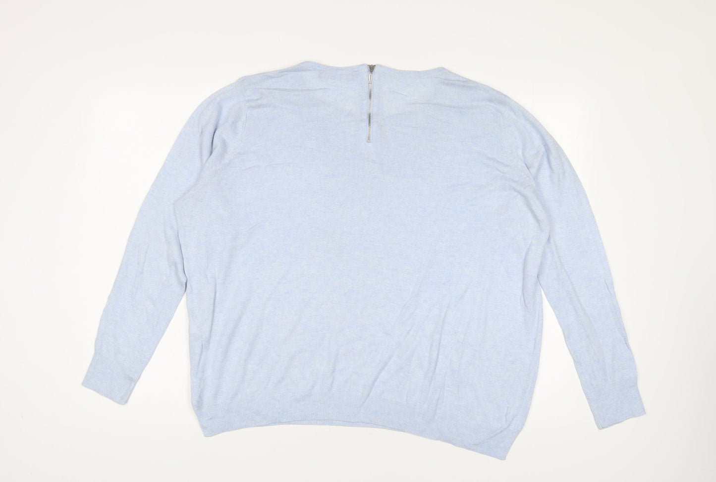Marks and Spencer Womens Blue Crew Neck Viscose Pullover Jumper Size 18