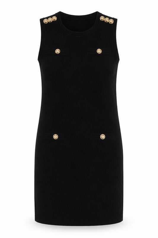 Yu & Me Paris Womens Black Acrylic Jumper Dress Size S Crew Neck Pullover - S/M