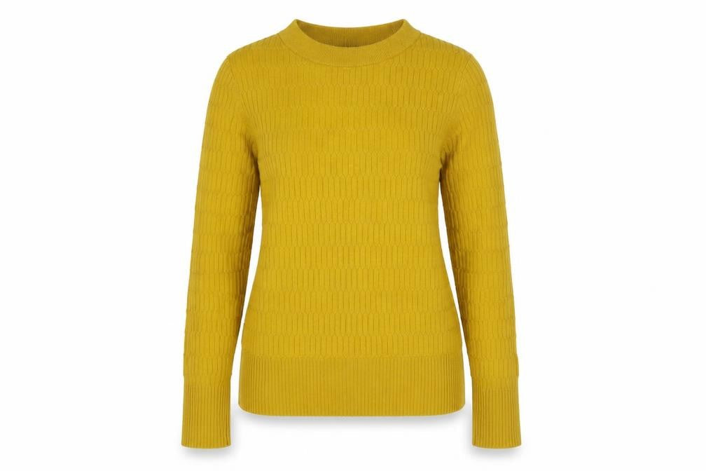 Marks & Spencer Womens Yellow Round Neck Viscose Pullover Jumper Size 10