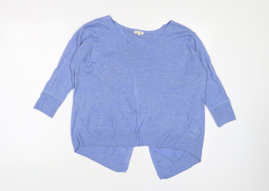 River Island Womens Blue V-Neck Acrylic Pullover Jumper Size 12