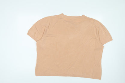 Marks & Spencer Womens Beige Crew Neck Acrylic Pullover Jumper Size 24