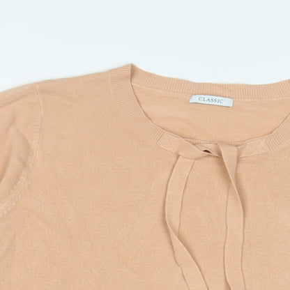 Marks & Spencer Womens Beige Crew Neck Acrylic Pullover Jumper Size 24