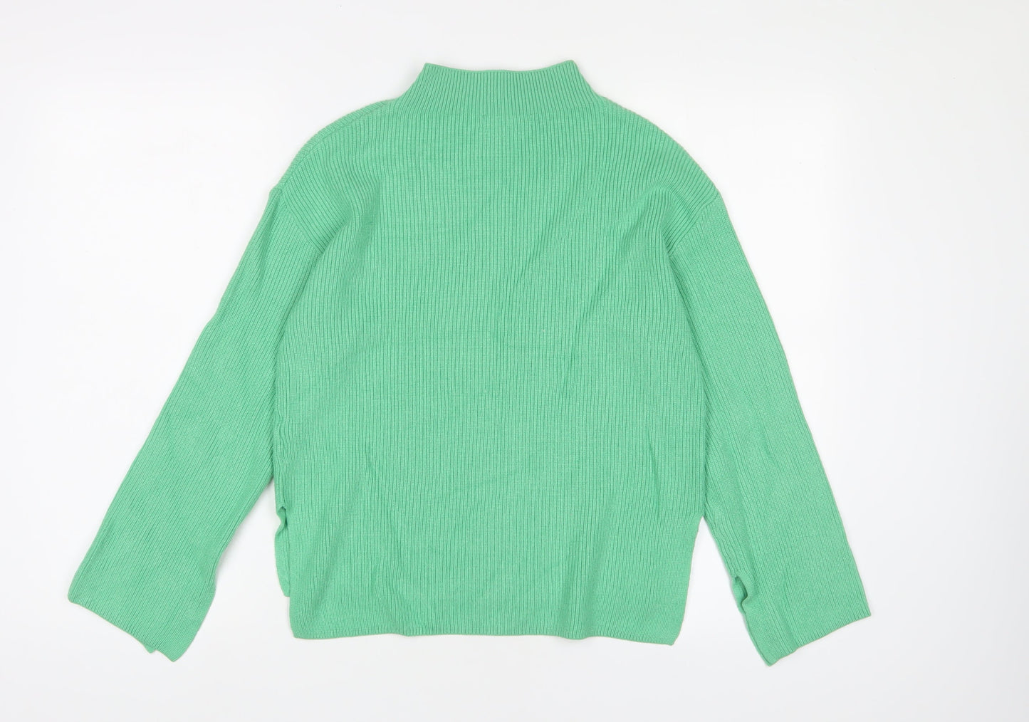 Marks and Spencer Womens Green High Neck Viscose Pullover Jumper Size XS