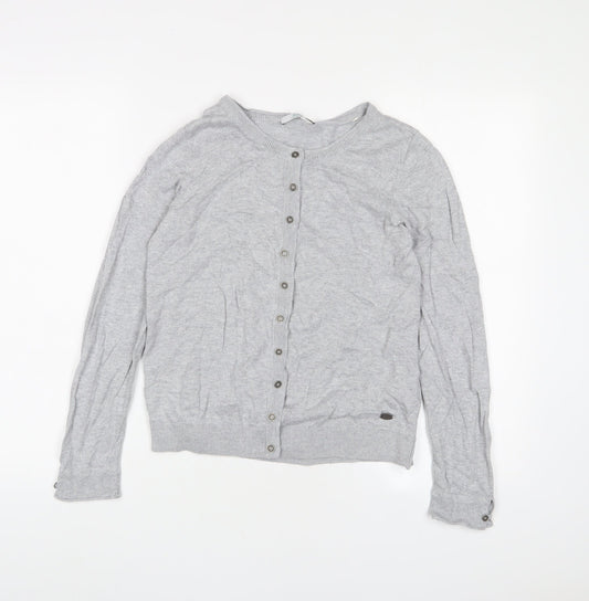 EDC Womens Grey Crew Neck Cotton Cardigan Jumper Size S
