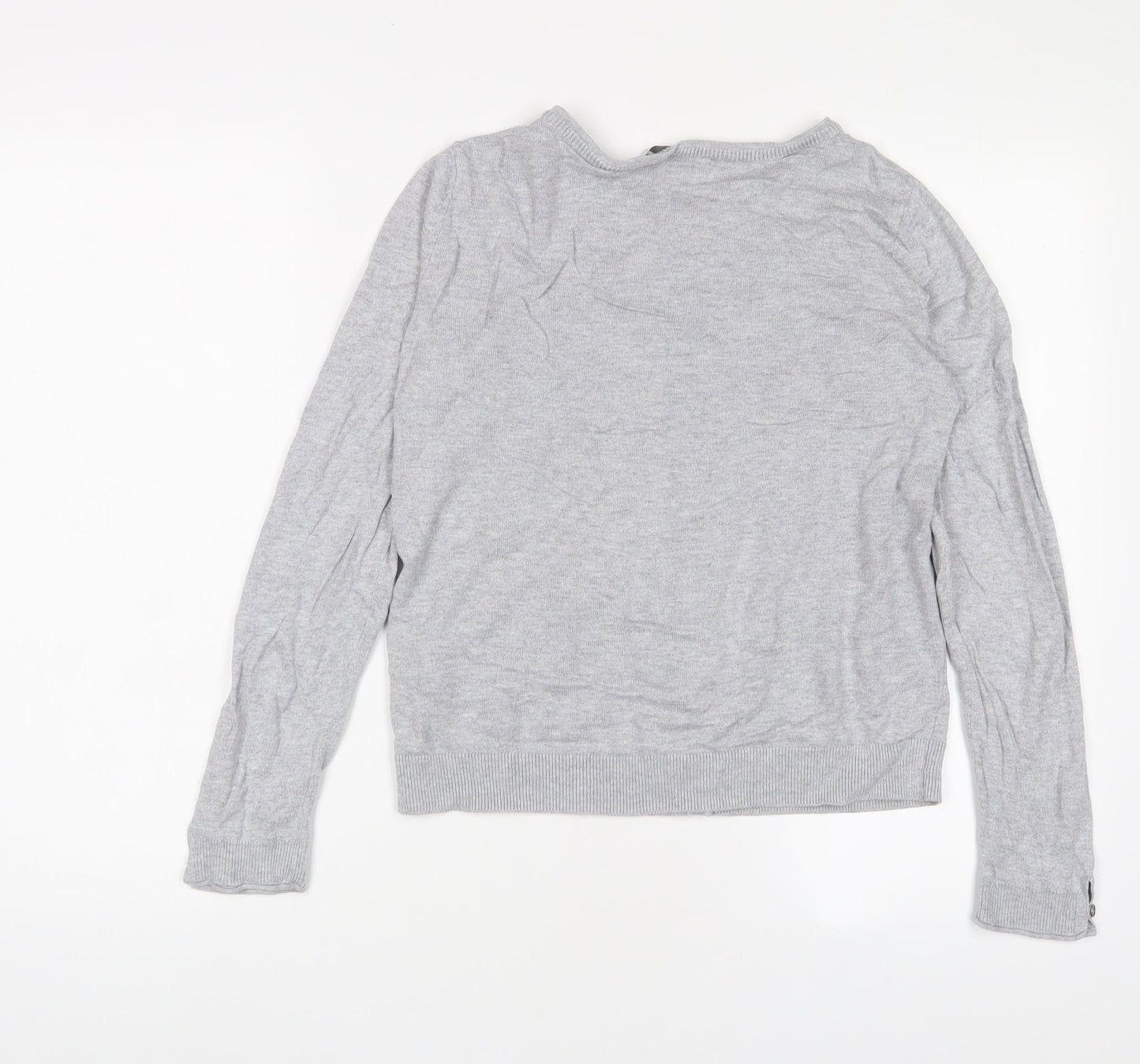 EDC Womens Grey Crew Neck Cotton Cardigan Jumper Size S