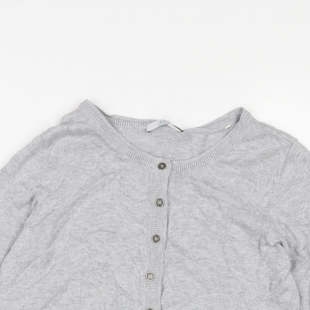 EDC Womens Grey Crew Neck Cotton Cardigan Jumper Size S