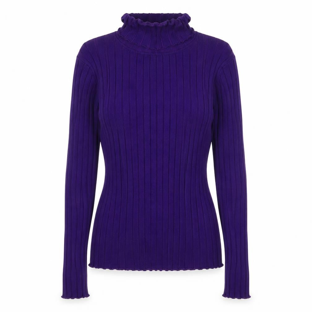Abollria Womens Purple V-Neck Acrylic Pullover Jumper Size S