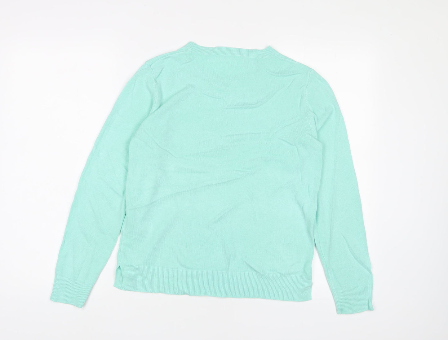 Marks and Spencer Womens Blue Crew Neck Acrylic Pullover Jumper Size 12
