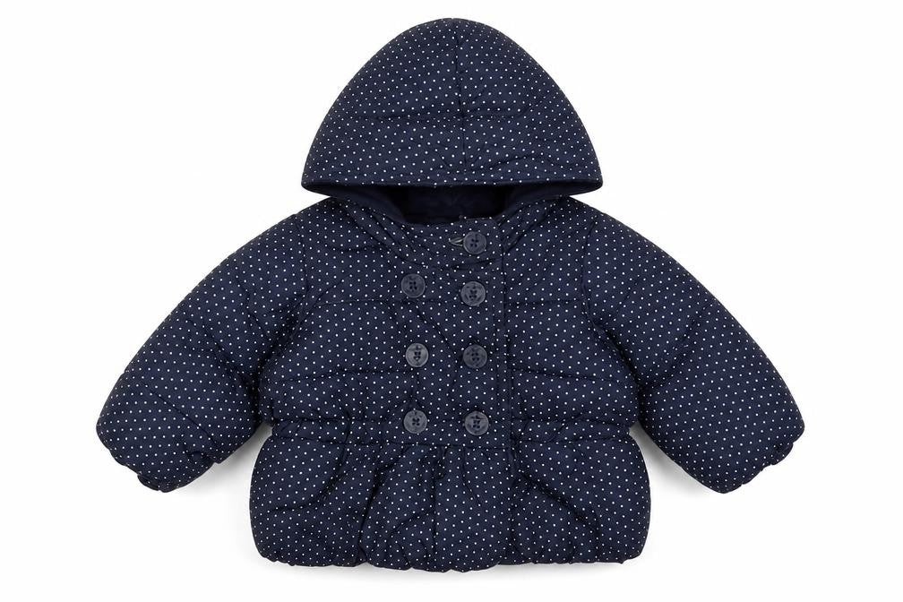 Gap Girls Blue Polka Dot Biker Coat Size 3-6 Months Button