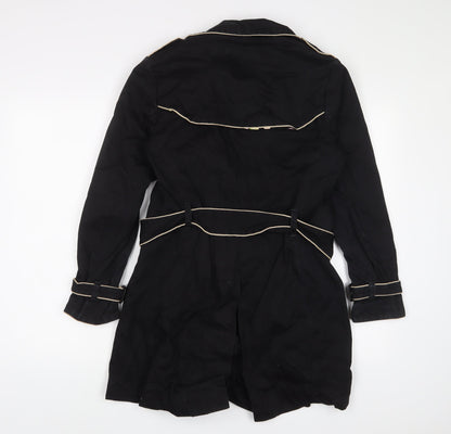 Gap Womens Black Overcoat Jacket Size S Button - Belted