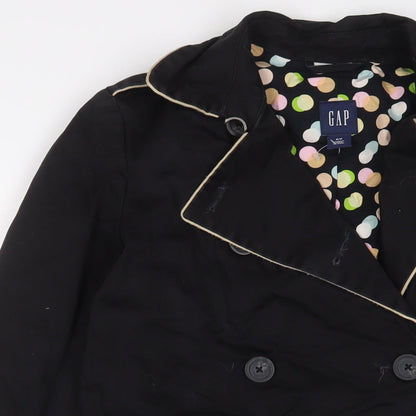 Gap Womens Black Overcoat Jacket Size S Button - Belted