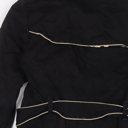 Gap Womens Black Overcoat Jacket Size S Button - Belted