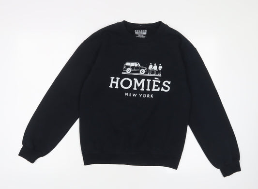 Reasons Womens Black Cotton Pullover Sweatshirt Size S Pullover
