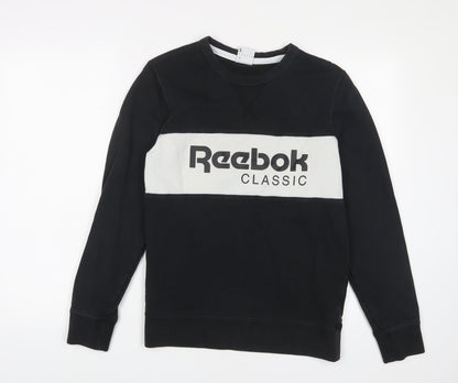 Reebok Mens Black Cotton Pullover Sweatshirt Size S
