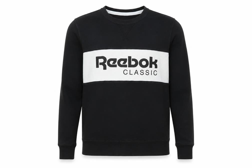 Reebok Mens Black Cotton Pullover Sweatshirt Size S