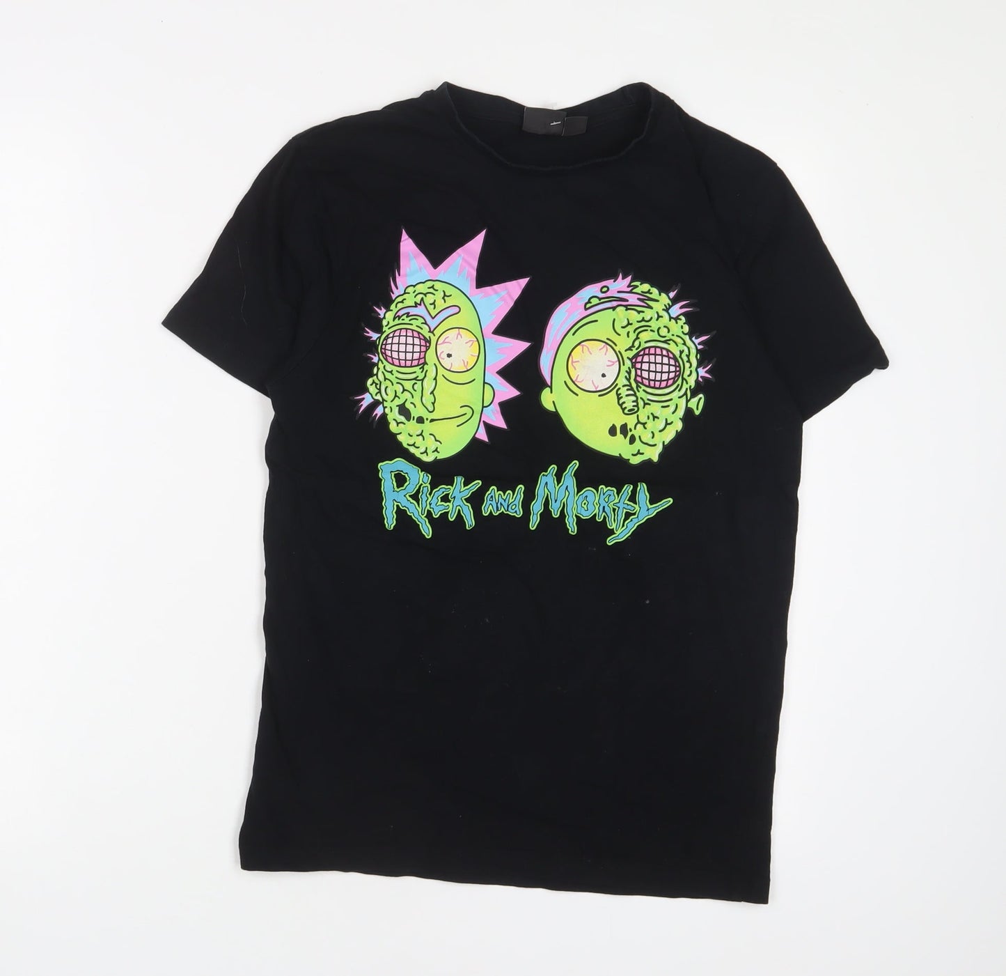 Rick & Morty Womens Black Cotton Basic T-Shirt Size S Crew Neck