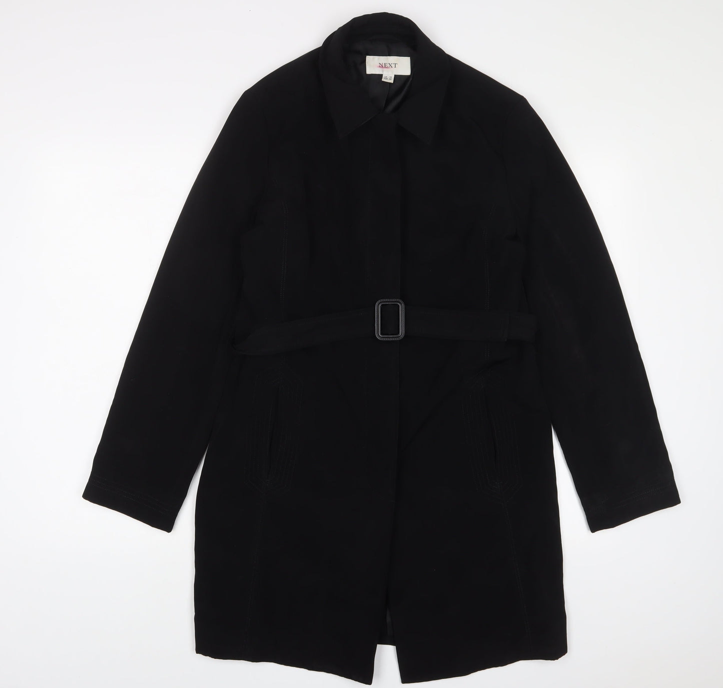 NEXT Womens Black Jacket Size 10 Button - Belted