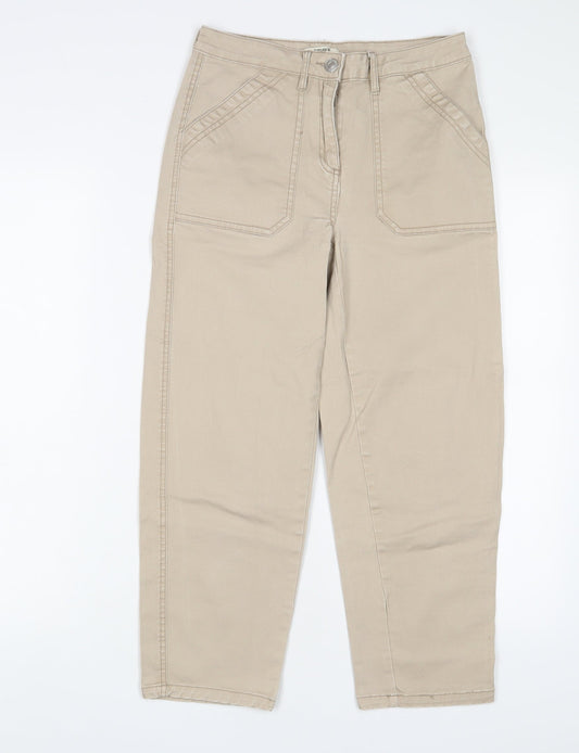 Papaya Womens Beige Cotton Straight Jeans Size 8 L23 in Regular Zip