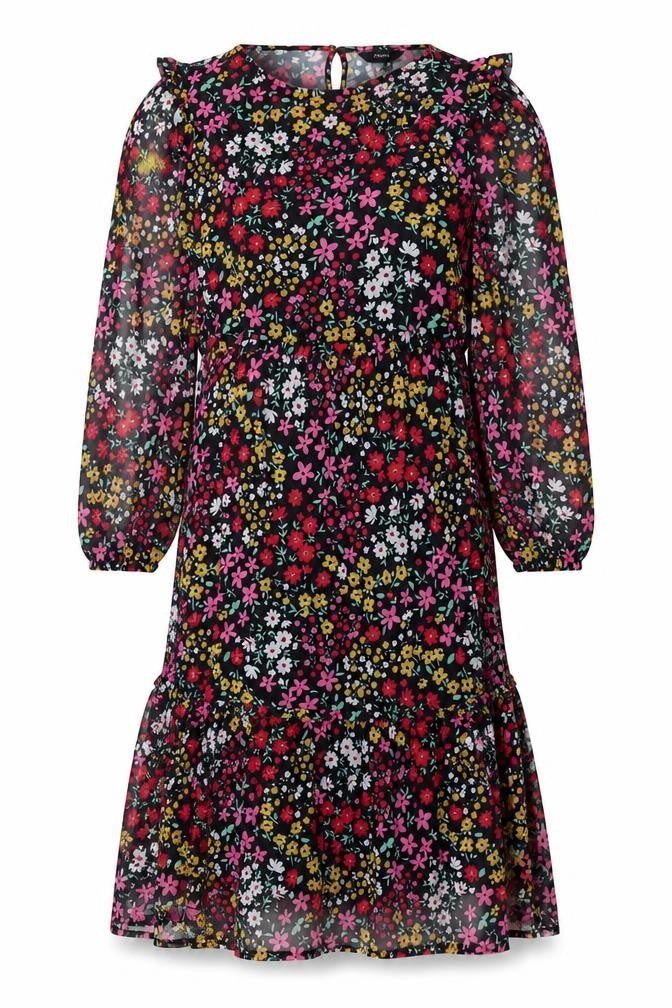 NEXT Womens Multicoloured Floral Polyester A-Line Size 10 Crew Neck Button