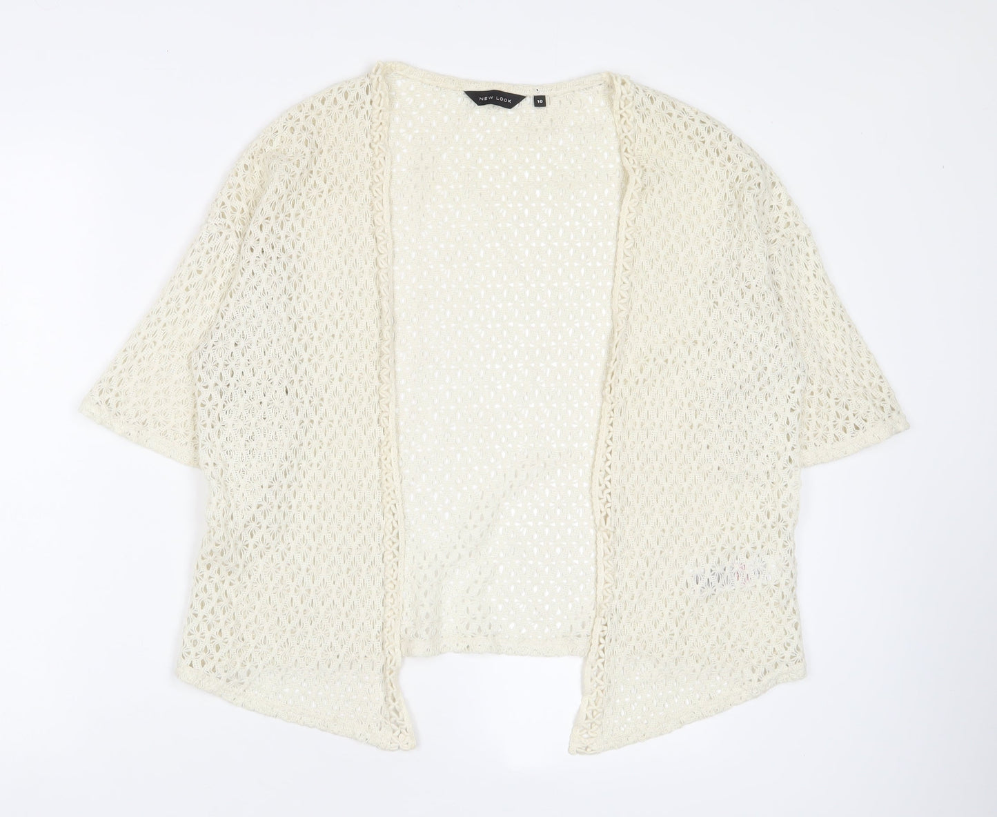 New Look Womens Beige V-Neck Polyester Cardigan Jumper Size 10
