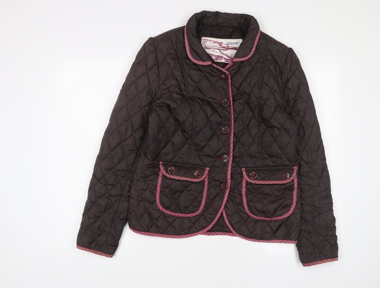 Knots Womens Brown Quilted Jacket Size 14 Button